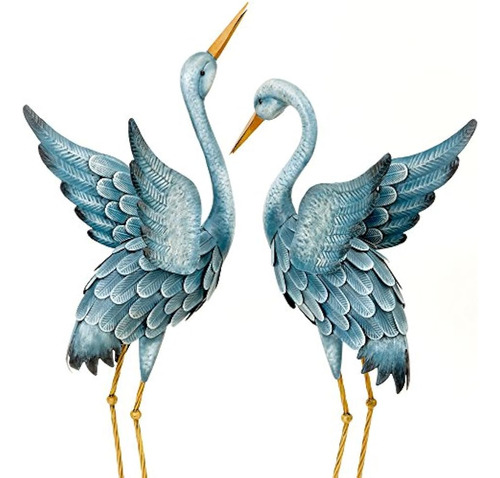 Bits And Pieces Japanese Blue Heron Metal Garden Sculpture S