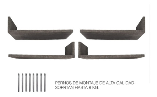 Imagen 4 de 9 de Set De 4 Repisas Flotantes Estilo Librero 45 X 15 Cm
