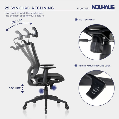 Silla Oficina Ergonómica Con Apoyo Lumbar Brazos Ajustables