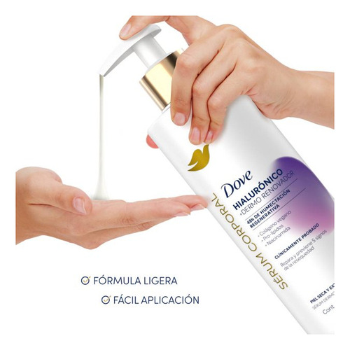Serum Corporal Acido Hialuronico Dermo Renovador Dove 1 L Sin Olor