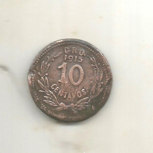 Moneda De 10 Centavos Año De 1915 Gro.  100% Original