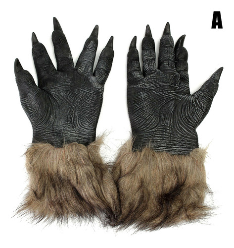 Guantes Con Cabeza De Lobo, Látex, Goma C, Para Halloween, C