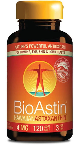 Bioastin De Hawai Astaxantina 120 Cápsulas 4mg Refuerzo De