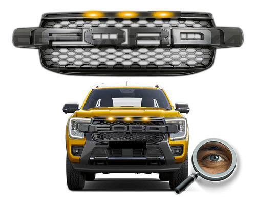 Parrilla Raptor Para Ranger 2023+ C/ Leds Ambar Tuningchrome