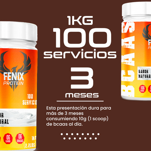 Aminoácidos Bcaas 1kg Fenix Varios Sabores 100 Servicios Natural