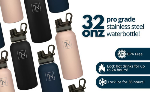 Botella De Agua Con Aislamiento Nextlume De 32 Oz Con Pajita