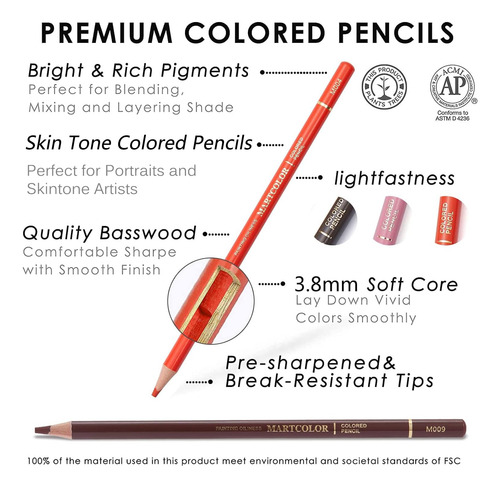 Lápices De Colores Skintone 24 Tonos Para Retratos Y Artista