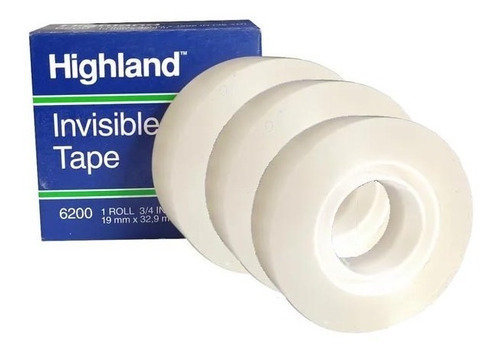 Cinta Magica Highland 6200 Invisible 19mmx33mt, 3 Piezas