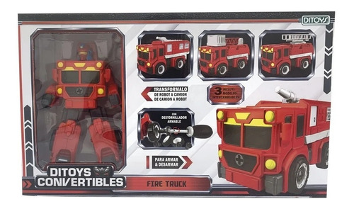 Camion Robot Bombero Convertible Fire Truck Ditoys 2448