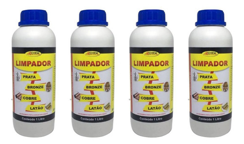 Kit 4 Limpador Limpa Prata Bronze Cobre Latão Allchem 1l