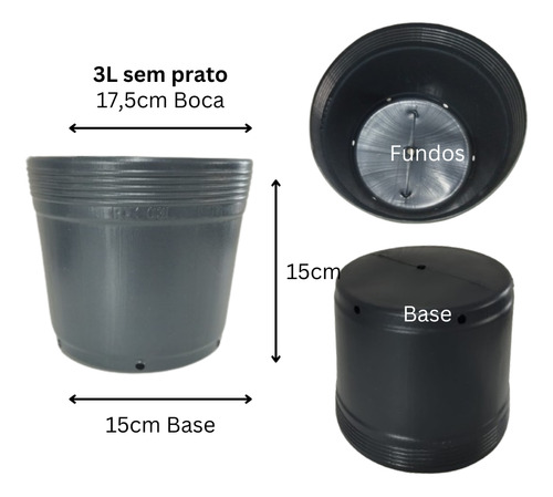 Kit 4 Vasos Flexíveis Pote Mudas 3 Litros Pequeno Combo