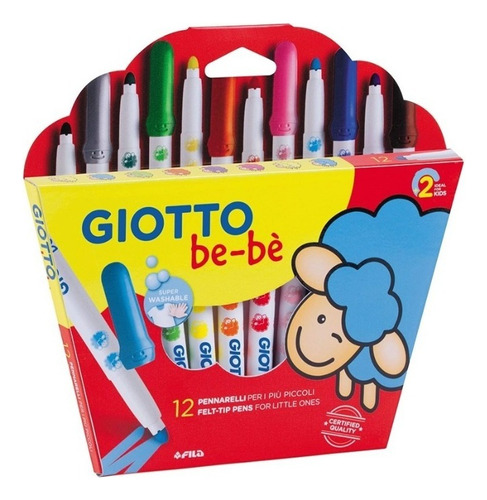 Marcadores Giotto Bebé -12 Colores - Super Lavable- Adeleste