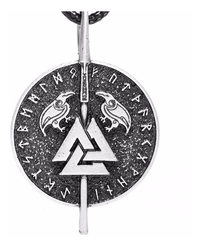 Colar Nórdico Odins Corvos Com Valknut Asatru Odins Ravens