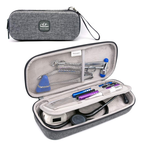 Funda rígida grande para estetoscopio Prohapi con ranura de color gris volcánico