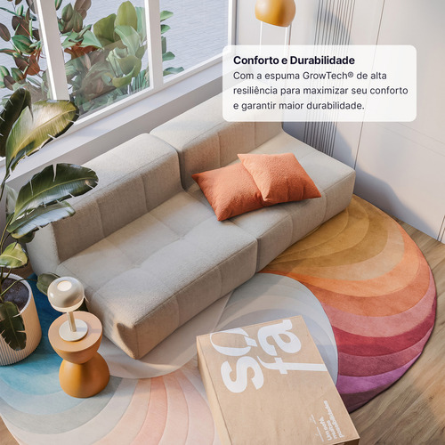 Sofá Na Caixa Modular 1 Lugar Poltrona Em Boucle Cor Bege Desenho do tecido Big freshness