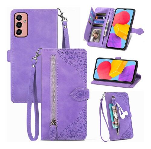 Funda De Piel Para Samsung Gala Con Diseño De Tarjetas Flora