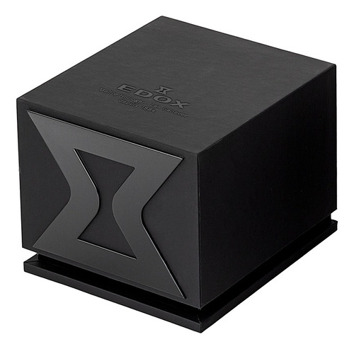 Reloj Edox Neptunian Grande Réserve Date Mod. 80801-3nm-nin Correa Plateado Bisel Negro Fondo Negro