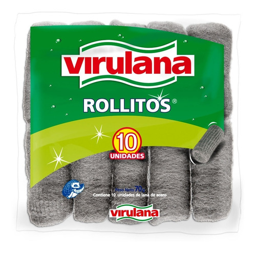 Virulana Rollitos 10 Unidades De Lana De Acero De 70 Grs