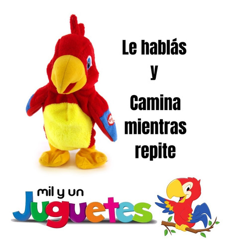 Imagen 2 de 5 de Loro Grabador Lorito Repetidor C/ Sonido Movimiento Peluche