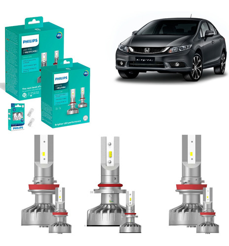 Kit Super Led Philips H11 + Hb3 + H11 + T10 - Honda Civic