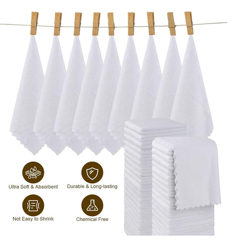 Toallas De Microfibra Ultra Suaves Paquete De 48 - Blanco Blanco Lisa