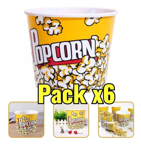 Pack X6 Baldes Polka Cabritas Dulces Fiestas Palomitas 2,5kg