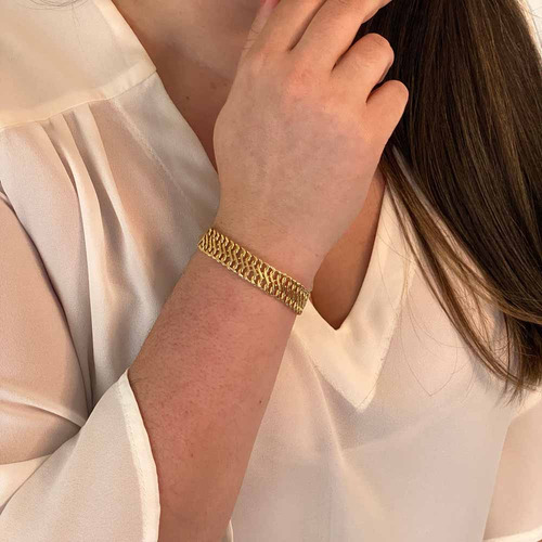 Pulseira Lacraia De 12.3mm Em Ouro 18k Com Fecho Boia 18,0 C