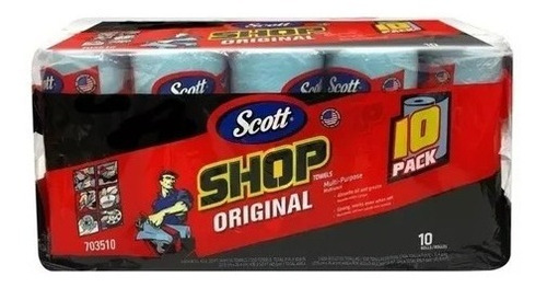 10 Rollos Toalla Scott Shop Original Paño Multiusos
