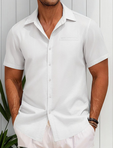 Camisa Social Tradicional Manga Corta Hombres No Se Arruga