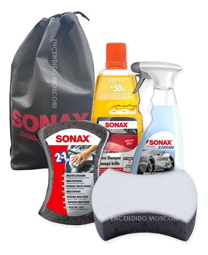 Kit Lavado Sonax Auto Premium Start Shampoo Cera Esponja