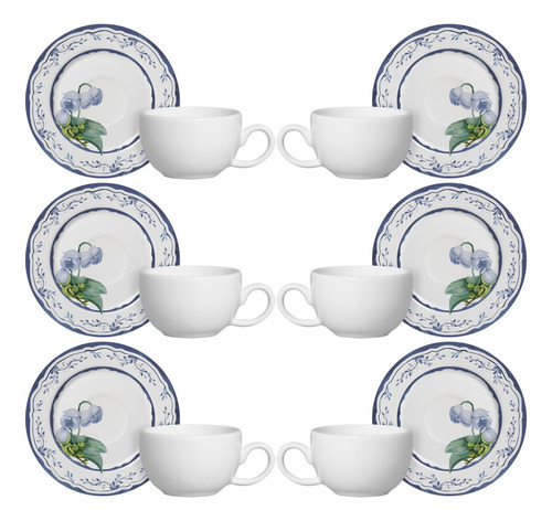 Conjunto De 6 Xícaras De Café Com Pires 85ml Cor Valência Valencia