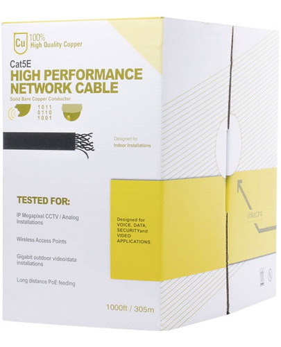 Bobina Linkedpro 305m Cat5e Utp 100% Cobre Gris Pro-cat-5e