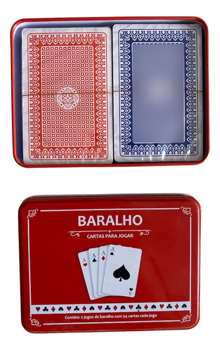 Jogo De Baralho Cartas Plástico Estojo Duplo Buraco Truco