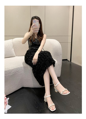 Sandalias De Tacón Alto Moda Con Cuadrada Y Para Mujer 5cm