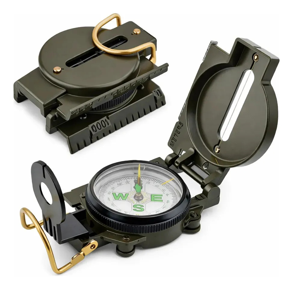Bússola Lensatic Profissional NORVIX Militar Alta Precisão Alumínio 4.5cm