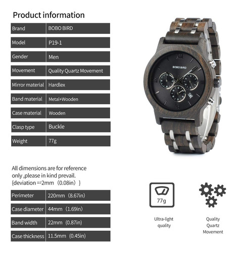 Bobo Bird Relojes De Madera Para Hombre Correa De Metal De M