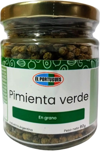 Imagen 1 de 9 de Pimienta Verde Grano X 80g En Frasco De Vidrio- El Portugues