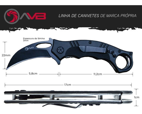 Canivete Karambit Inox Anel Saque Rápido Avb Cdz901g10