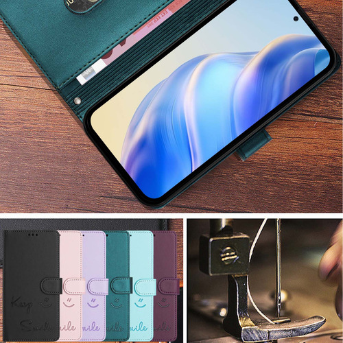 Funda De Piel Con Forma De Cara Sonriente Para Cubot Note 40/p50/a10/a20/a30/max 5, Cierre Magnético, Ranuras Para Tarjetas, Cartera