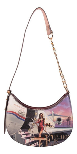 Bolsa Hobo Nicole Lee Con Cadena Estampada Ss22 Color Travel In Fashion