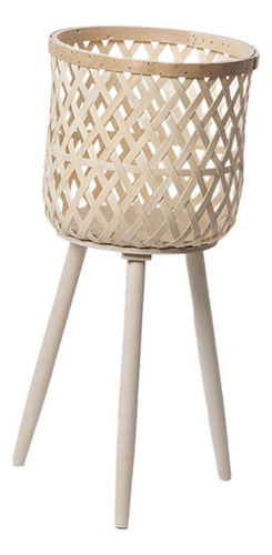 // Macetero De Suelo Con Cesta De Ratán, Beige 61x27,5cm