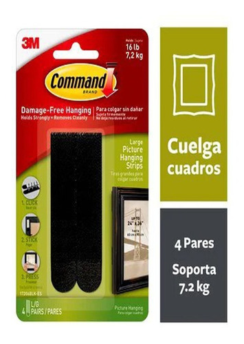 Tiras Para Colgar Cuadros 3m Command  Grandes X 4 Unidades