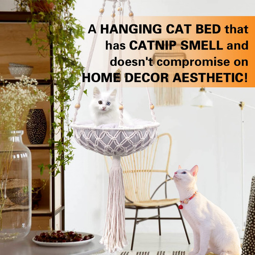 Cama Balancín Bohemio Tejida A Mano Con Forma De Gato Vaesco