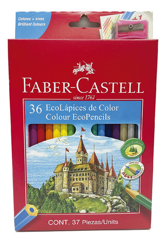 Lapices De Colores Faber Castell X 36 Largos Ecolapices