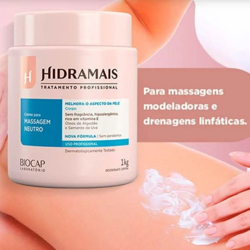Creme Massagem Neutro Profissional Hidramais 1kg Caixa Com 6