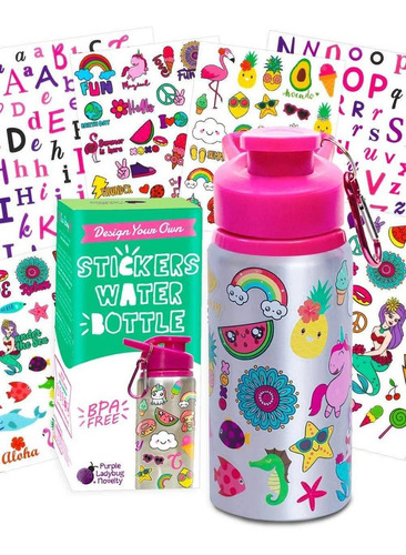 Purple Ladybug Decora Tu Propia Botella De Agua Para Niñas