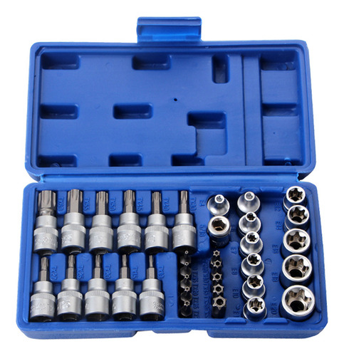 Caja De Almacenamiento Socket E-torx De 34 Piezas De 3/8 Pul