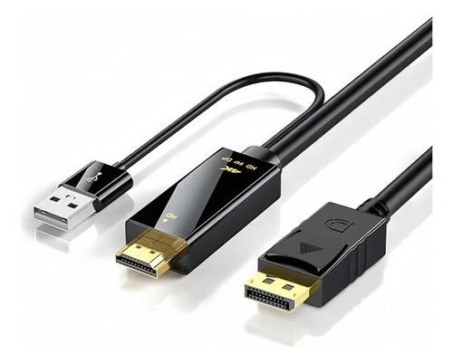Cabo Hdmi Para Displayport 4k@60hz 1,80m Com Energia Usb