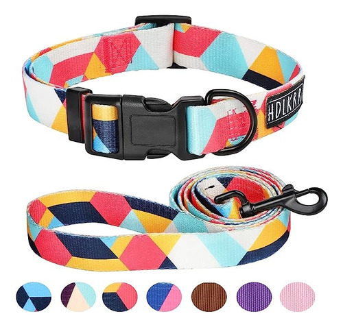 Correa Para Mascotas Con Collar Multicolor 