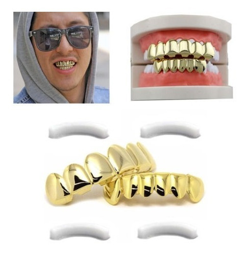 Oro Plateado Hip Hop Dientes Grillz Superior   Inferior Parr